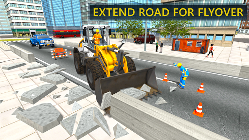 City Flyover Construction: New Bridge Building Sim - Gameplay image of android game