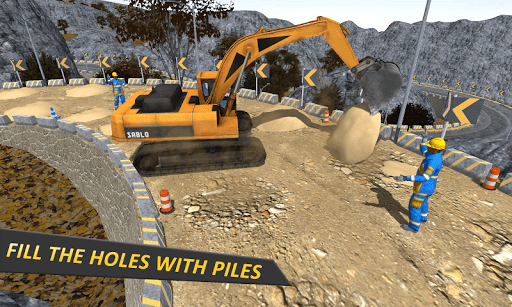 Uphill Highway Construction: Road Building Sim - Gameplay image of android game