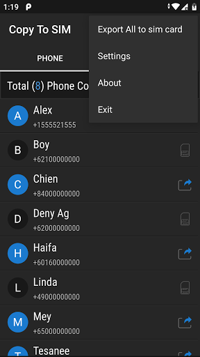 Copy To SIM (Copy Contacts) - Image screenshot of android app