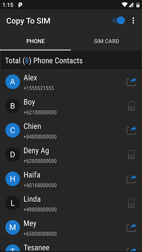 Copy To SIM (Copy Contacts) - Image screenshot of android app