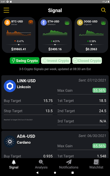 Crypto Swing Alert - Image screenshot of android app