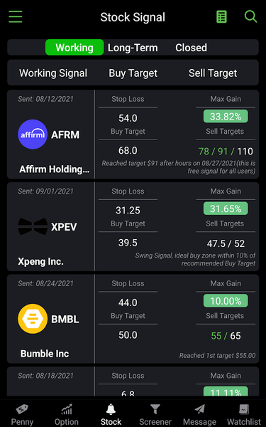 Penny Stocks - Stocks Alert - Image screenshot of android app