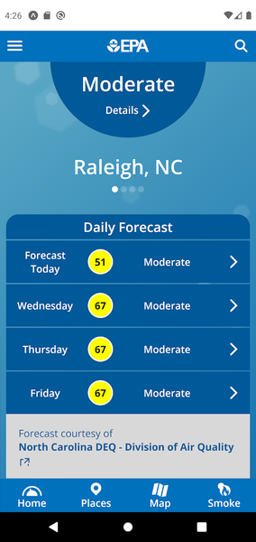 EPA's AIRNow - Image screenshot of android app