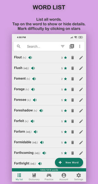 Word Store: custom vocab list - Image screenshot of android app