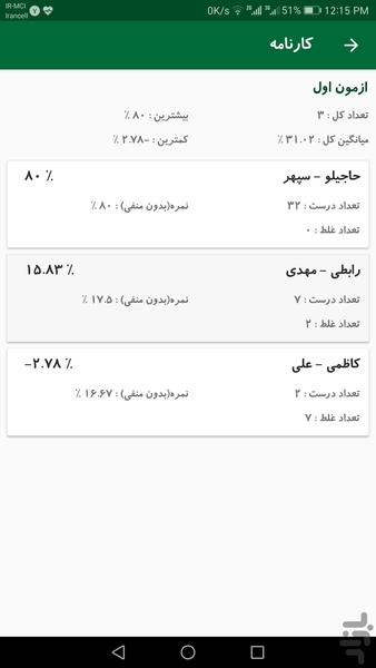 تصحیح آزمون زوبین - Image screenshot of android app