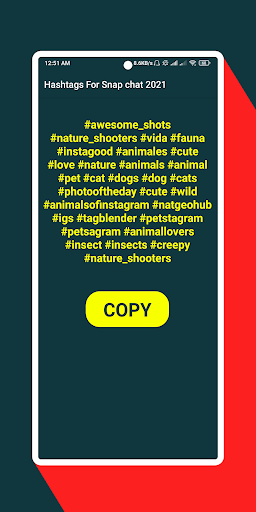 Hashtags For Snap chat ۲۰۲۱ - عکس برنامه موبایلی اندروید