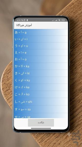 Learn Japanese Alphabet in Persian - Image screenshot of android app