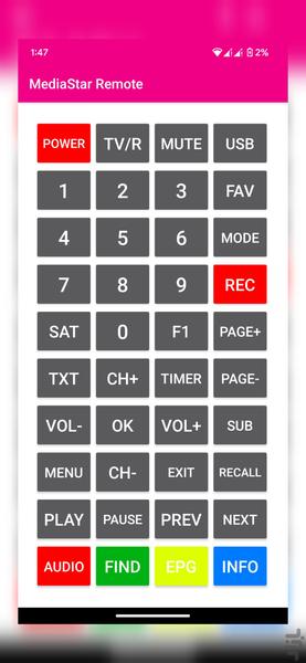 Mediastar Remote control - Image screenshot of android app