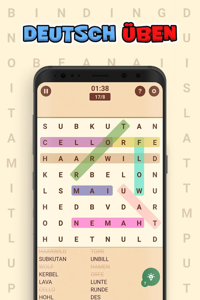 Practice German! Word Search - Gameplay image of android game