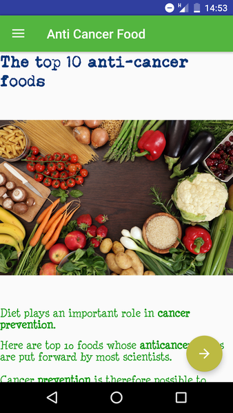 Anti cancer foods - Image screenshot of android app