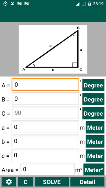 Right Angled Triangle Solver - Image screenshot of android app