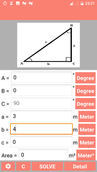 Right Angled Triangle Solver - Image screenshot of android app