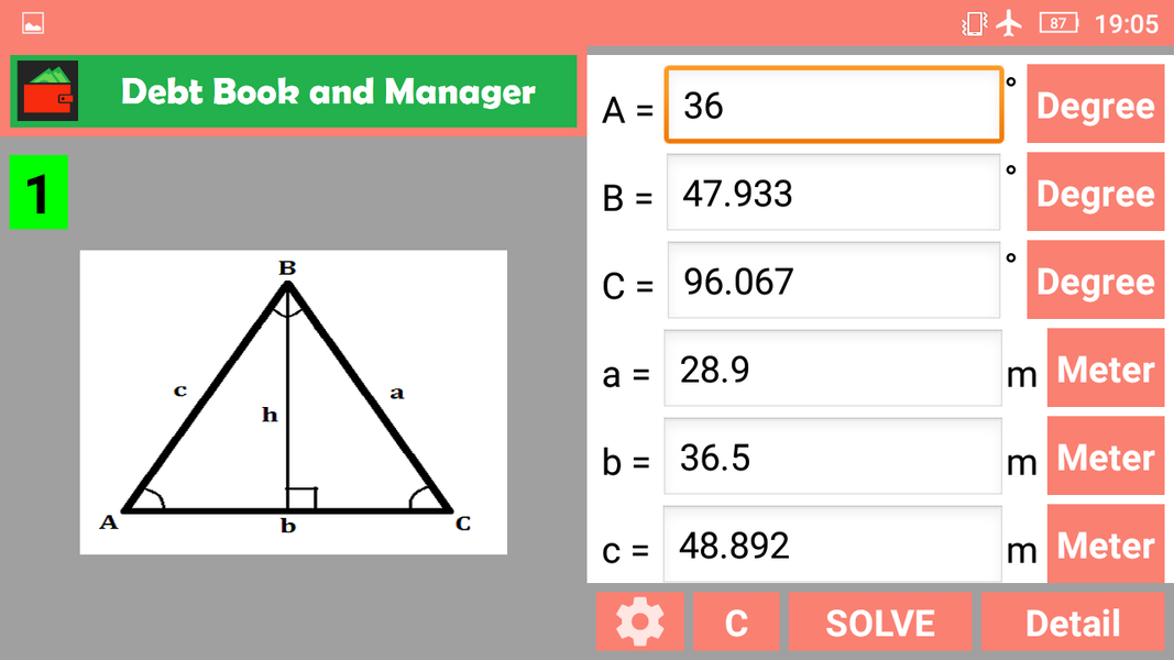 Triangle Calculator and Solver - عکس برنامه موبایلی اندروید