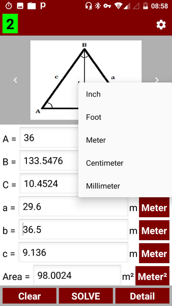 Triangle Calculator and Solver - عکس برنامه موبایلی اندروید