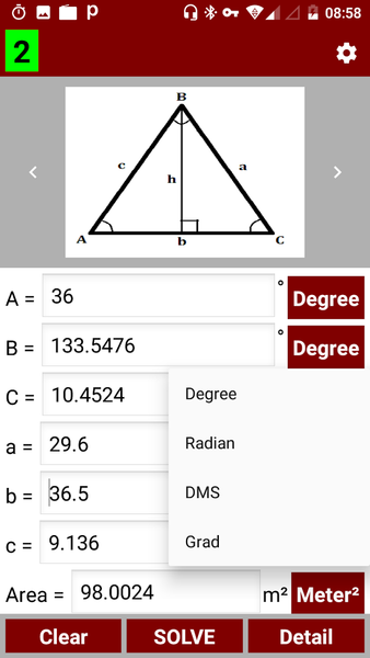 Triangle Calculator and Solver - عکس برنامه موبایلی اندروید