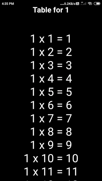 Simple Multiplication Tables - Image screenshot of android app