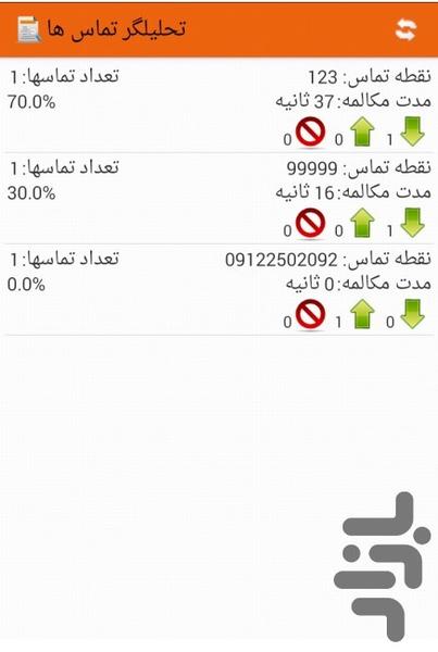 تحلیلگر تماس ها - Image screenshot of android app