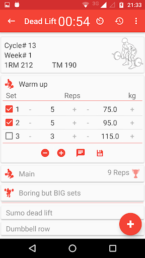 Wendler 5/3/1 log - Image screenshot of android app