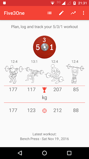 Wendler 5/3/1 log - Image screenshot of android app