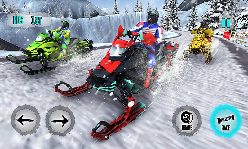 Snowmobile Games: Snow Trail - Gameplay image of android game