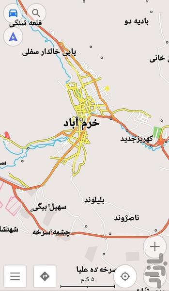 نقشه آفلاین مرکزی(کرمانشاه همدان ..) - عکس برنامه موبایلی اندروید