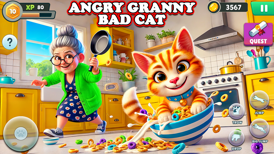 Angry Gran Vs Cat: Prank Game - Gameplay image of android game