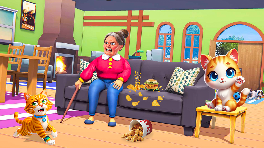 Angry Gran Vs Cat: Prank Game - Gameplay image of android game