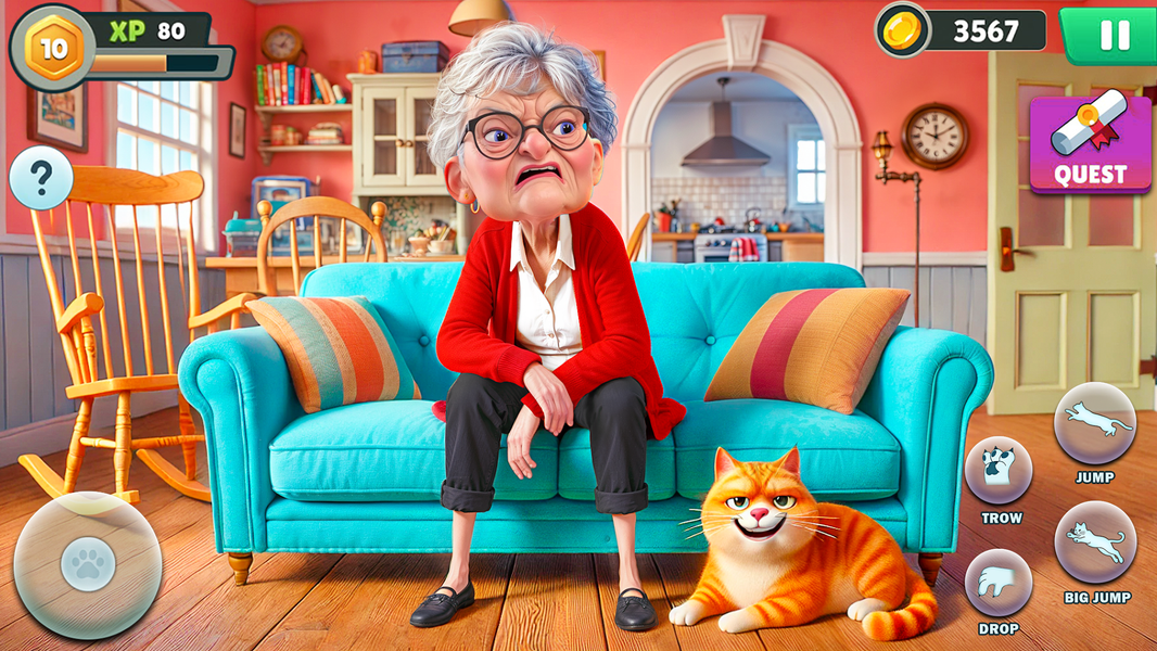 Angry Gran Vs Cat: Prank Game - Gameplay image of android game
