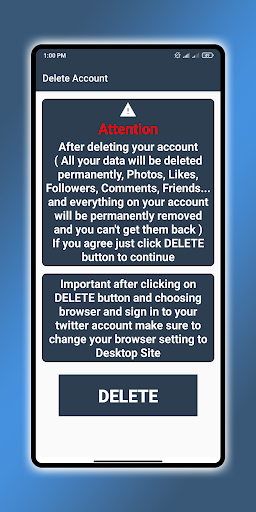 Delete Account - Image screenshot of android app