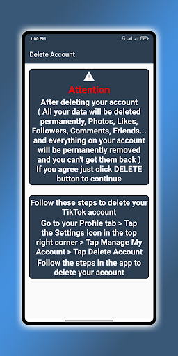 Delete Account - Image screenshot of android app