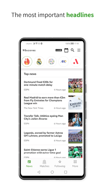 90Scores: Live scores and news - Image screenshot of android app