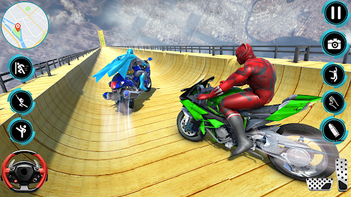Superhero Bike Stunts 3D Race - Gameplay image of android game