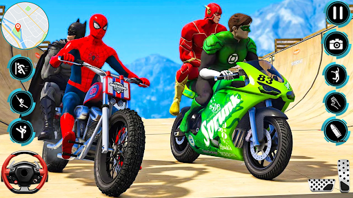 Superhero Bike Stunts 3D Race - Gameplay image of android game