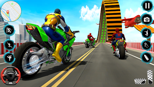 Superhero Bike Stunts 3D Race - Gameplay image of android game