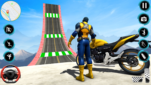 Superhero Tricky Bike Stunt 3D - Gameplay image of android game