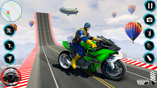Superhero Bike Stunts 3D Race - Gameplay image of android game