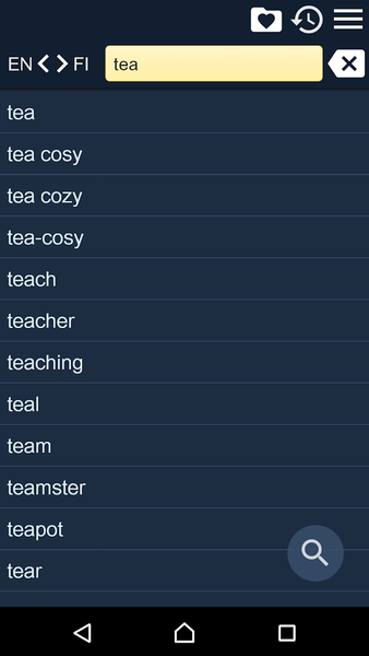 English Finnish Dictionary - عکس برنامه موبایلی اندروید