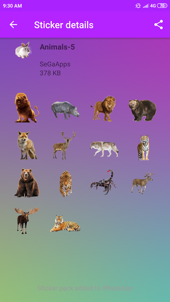 Animal Sticker - WAStickersApp - عکس برنامه موبایلی اندروید