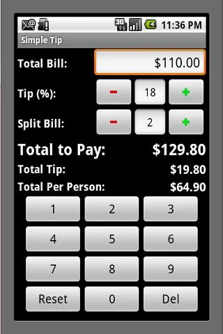 Simple Tip Calculator - Image screenshot of android app