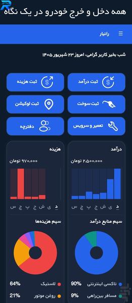 رانیار | مدیریت مالی راننده و خودرو - عکس برنامه موبایلی اندروید