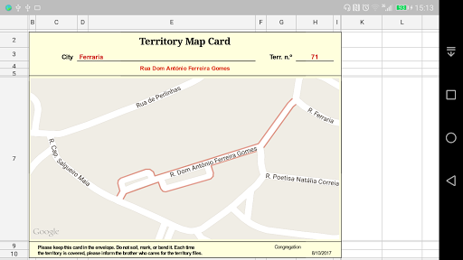 Congregation Territories - Image screenshot of android app