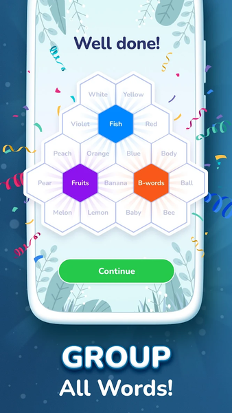 Hexa Words: Sort Associations - Gameplay image of android game