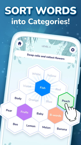 Hexa Words: Sort Associations - Gameplay image of android game