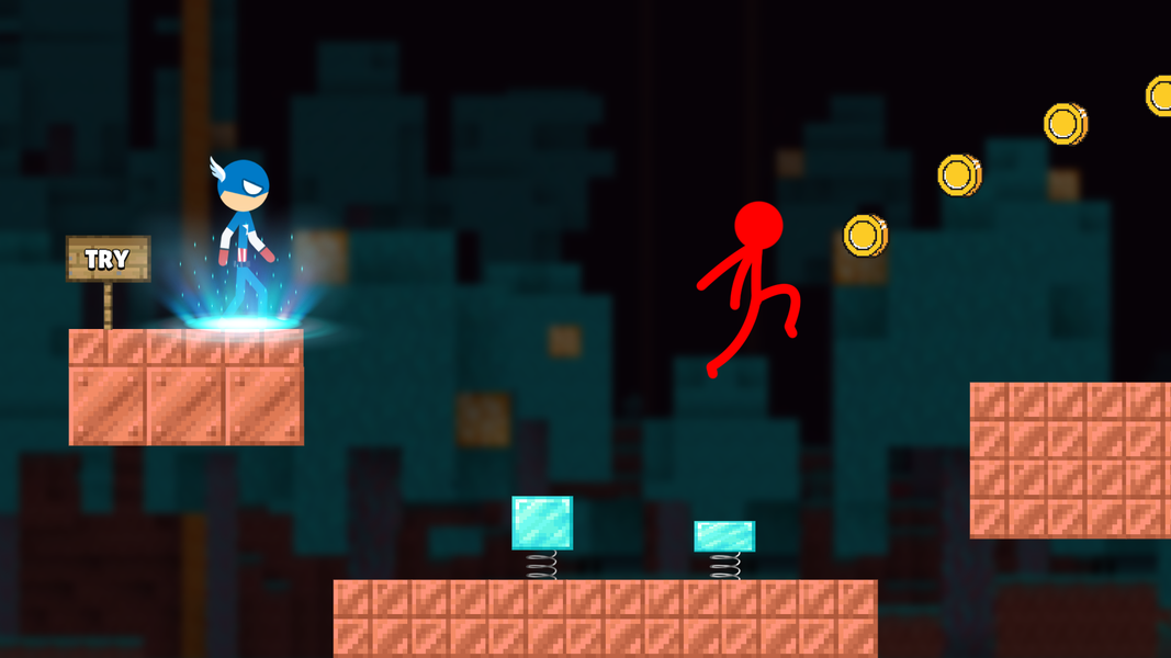 Stick-man Parkour Run - Gameplay image of android game