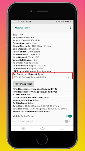 Only ۴G Network Mode - عکس برنامه موبایلی اندروید