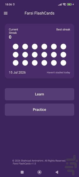 Farsi Flash cards - Image screenshot of android app