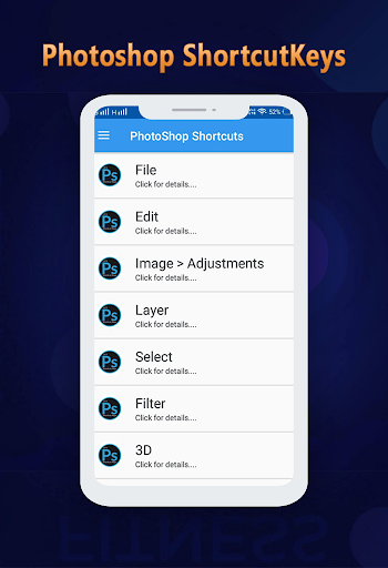 Shortcut Keys for Photoshop - عکس برنامه موبایلی اندروید