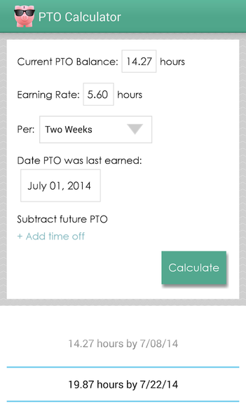 PTO Calculator - Image screenshot of android app