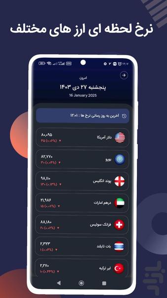 نرخ ارز ، طلا و سکه - Image screenshot of android app