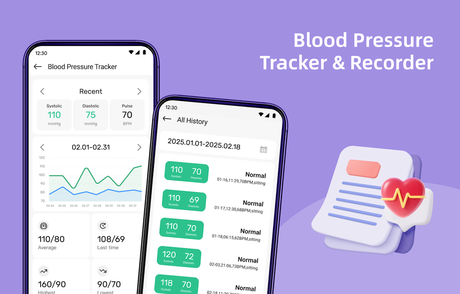 Blood Pressure Log - عکس برنامه موبایلی اندروید